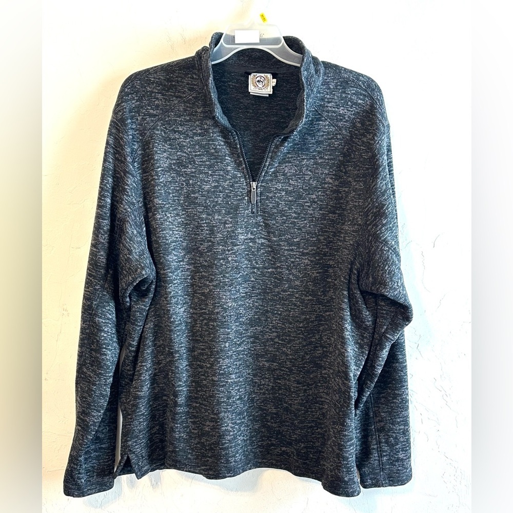 Cinch Men's Black/Gray Space Dye Quarter-Zip Fleece Sweater Sweatshirt Sz XXL